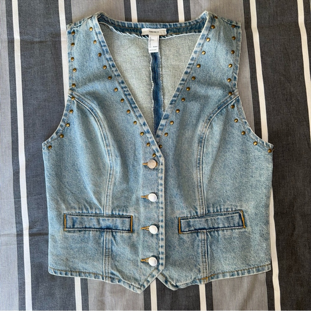Studded Denim Vest